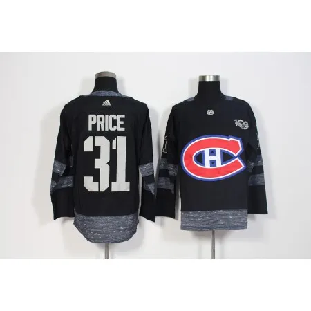 Men's  Montreal Canadiens #31 Carey Price Black 1917-2017 100th Anniversary Stitched NHL Jersey NJOJ