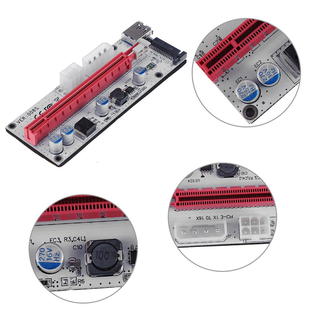 

3 Power Ports PCI-E 1x to 16x Graphic Card Extender Card for ETH BTC Mining, 501 Original