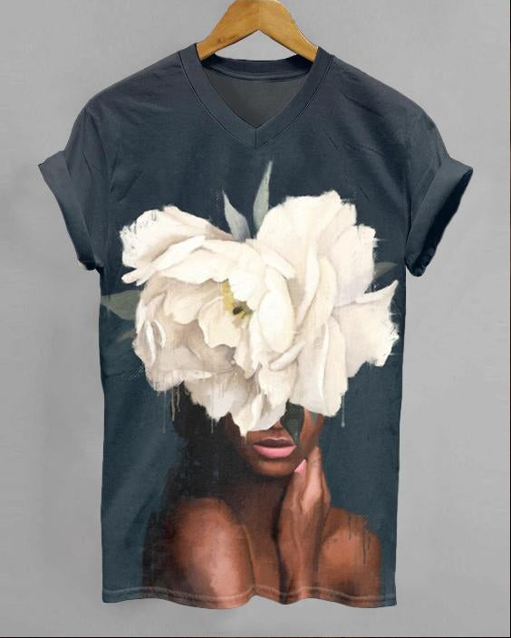 Magic Melanin Black Woman V-neck Short Sleeve Tshirt