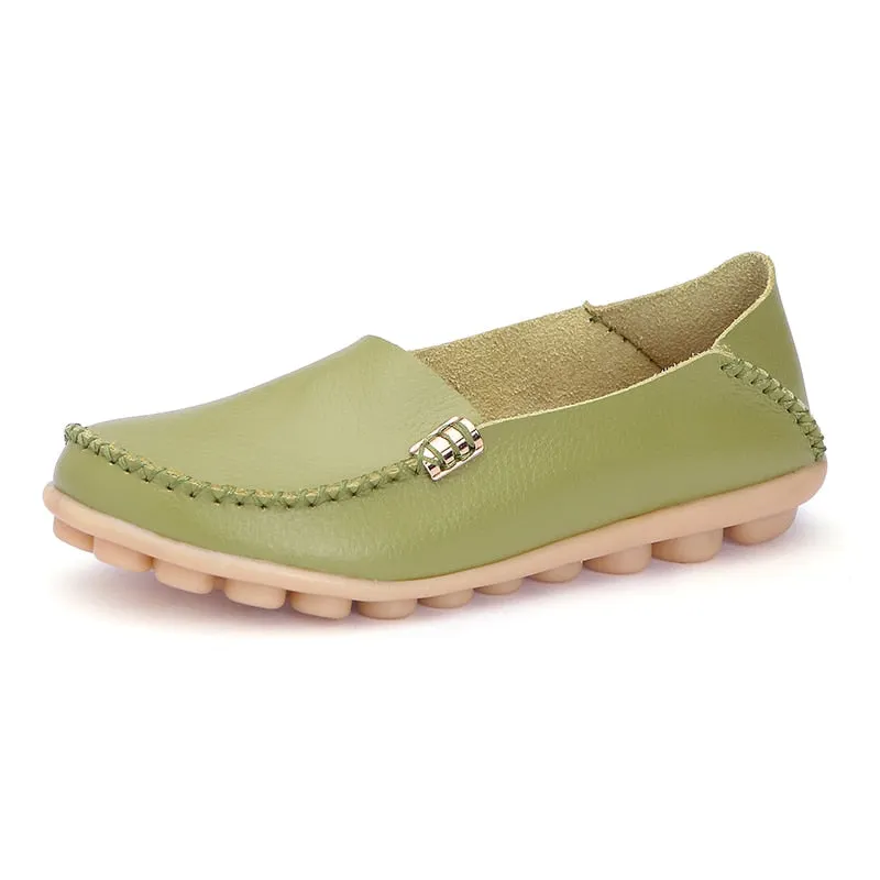 Women Flat 2021 Summer Women Genuine Leather Shoes Plus Size 35-42 Loafers Women Solid Casual Leather Flat Shoes Woman Footwear