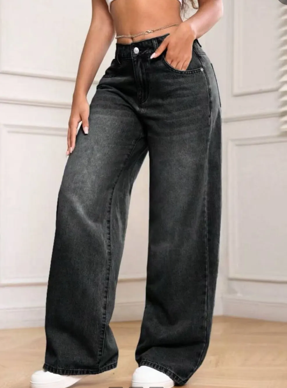 Mid-Rise Washed Straight Cargo Denim Five-Point Shorts