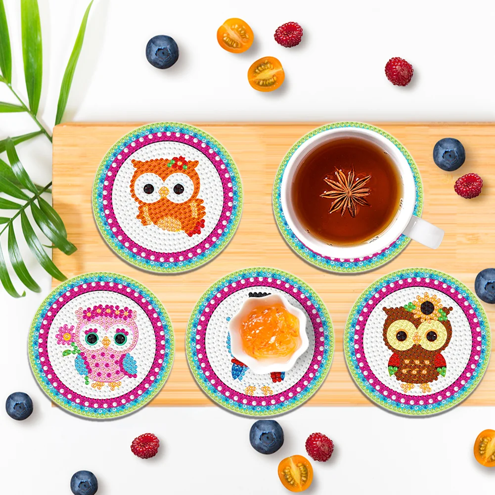 DIY Acrylic Diamond Coaster Set Animal Style (8 Piece Set 1 Rack)