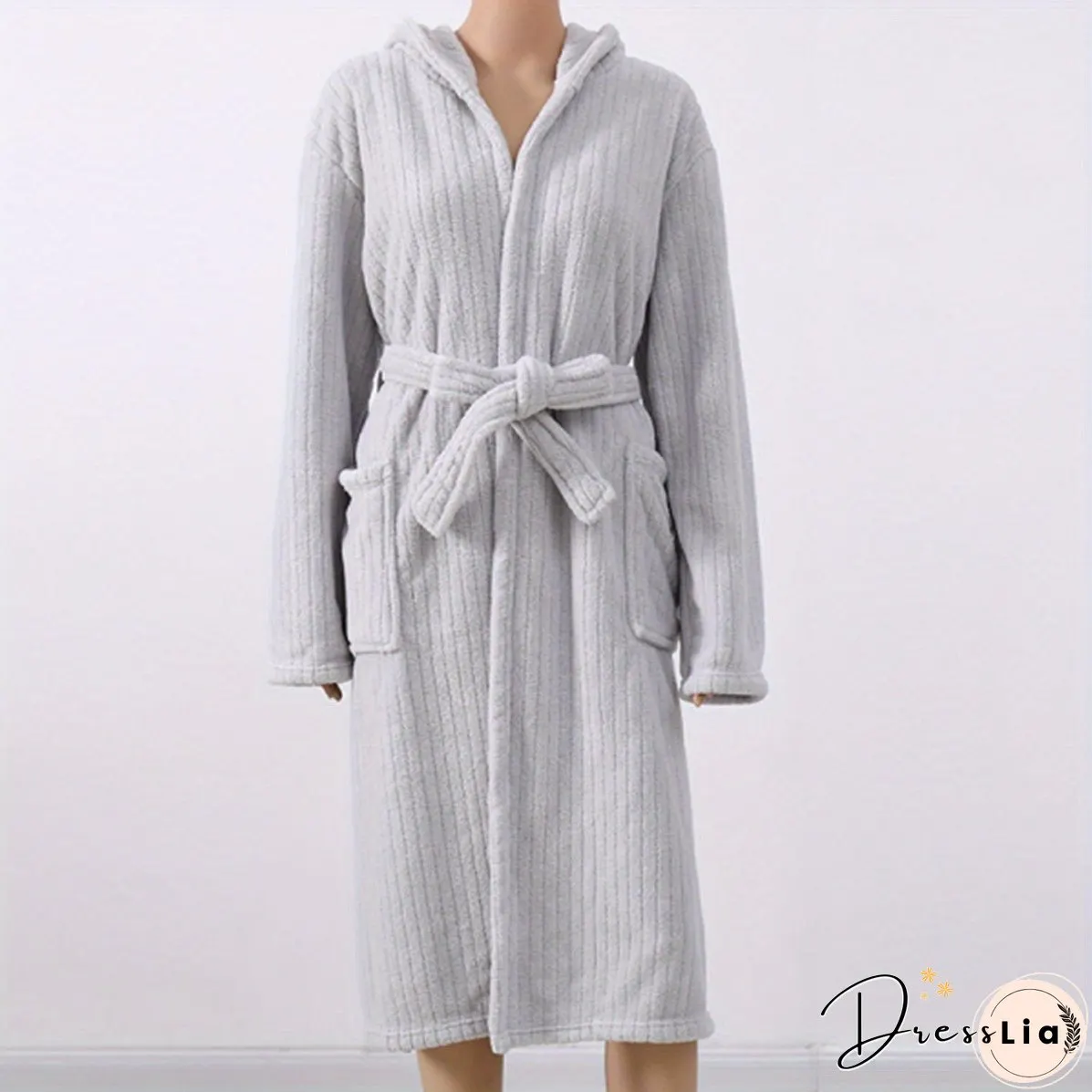 Coral Fleece Bathrobe Women Soft Hooded Robe Wearable Bath Skirt Absorbent Wrap Towel