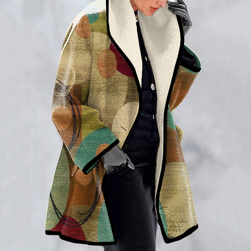 Casual Lapel Contrast Print Coat wearshes