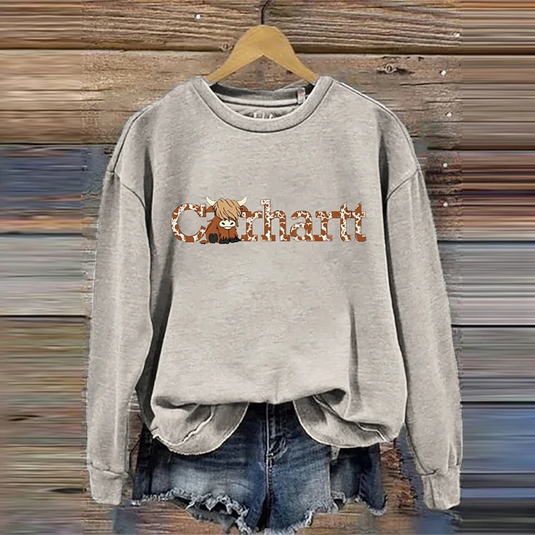 Highland Cow Carhartt Print Sweatshirt