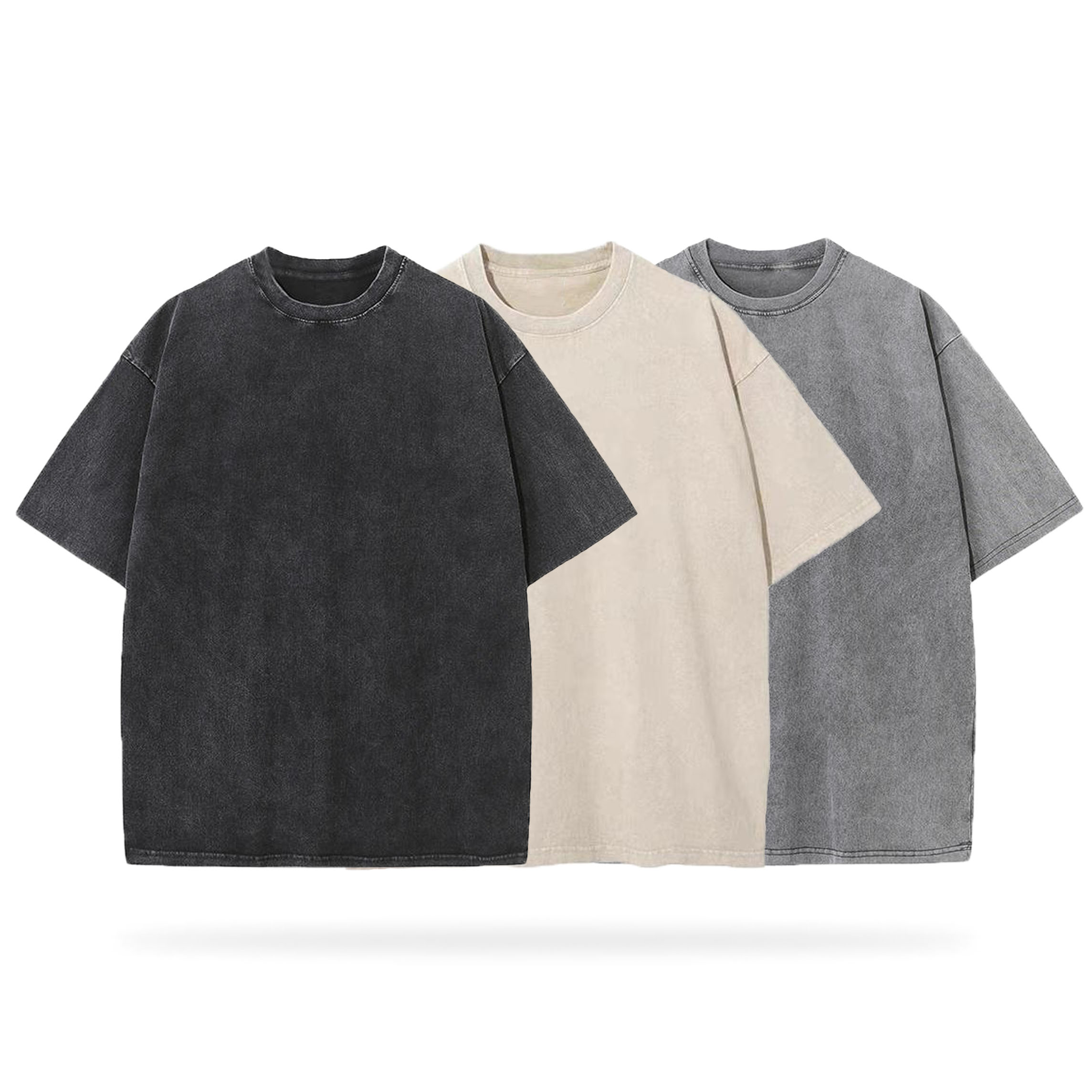 Sopula Essentials Men's Washed Blank Tees 3-Pack (Grey, Beige, Black) - SOPULA