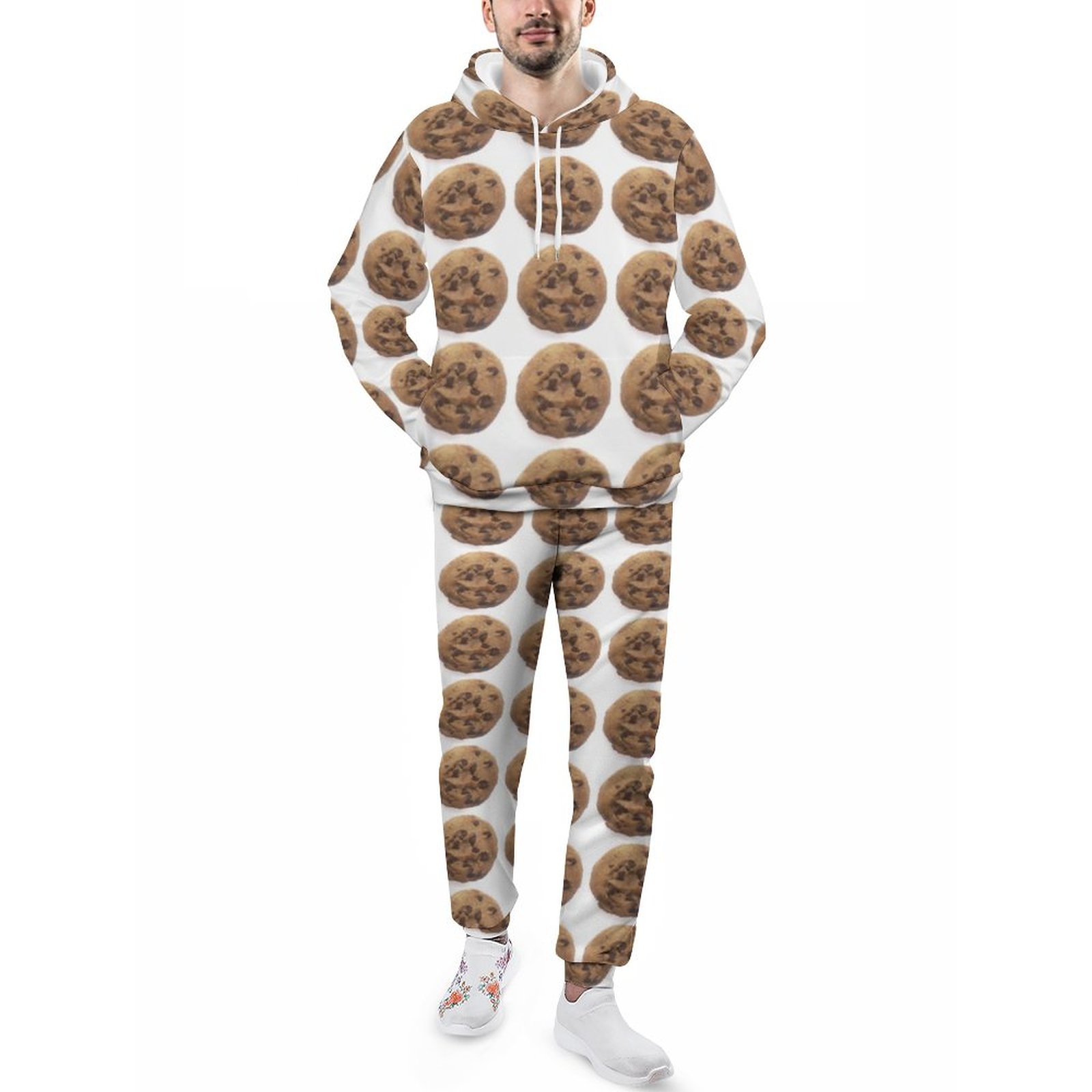 Printed Chocolate Chip Cookie Men's Tracksuit 2 Piece Hoodie Sweatsuit Sets Guys Streetwear Jogging Athletic Suits S-5Xl
