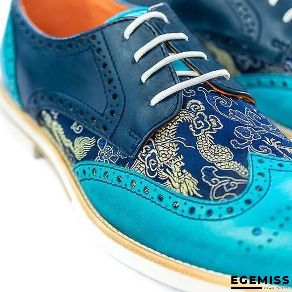 Handmade Silk Dragon Pattern Oxford Shoes | EGEMISS