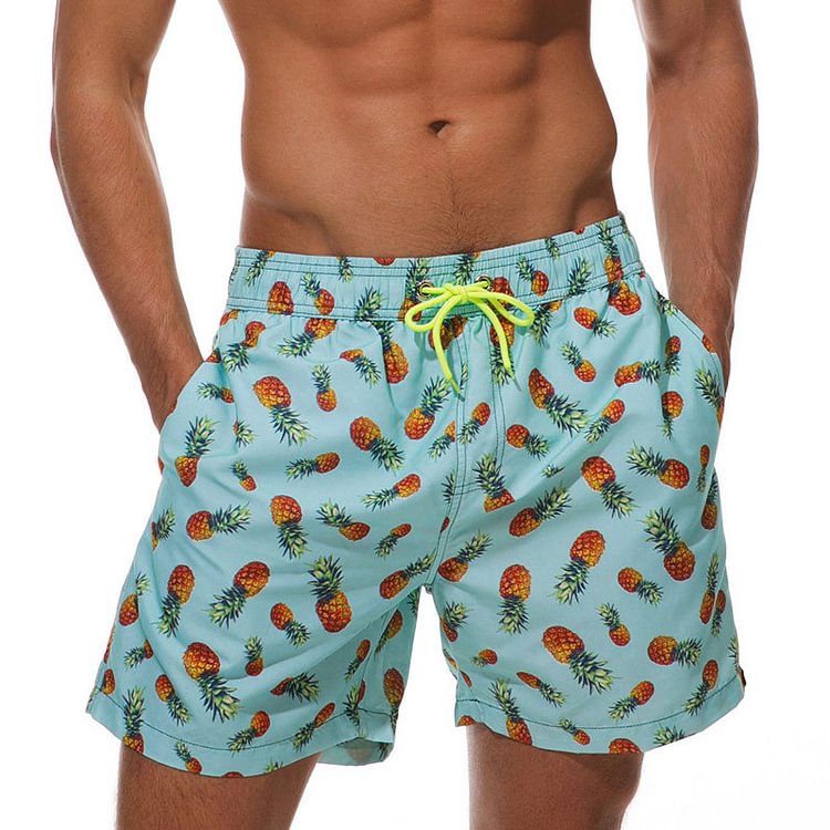 Tropical Fruit Print Beach Shorts Swim Shorts