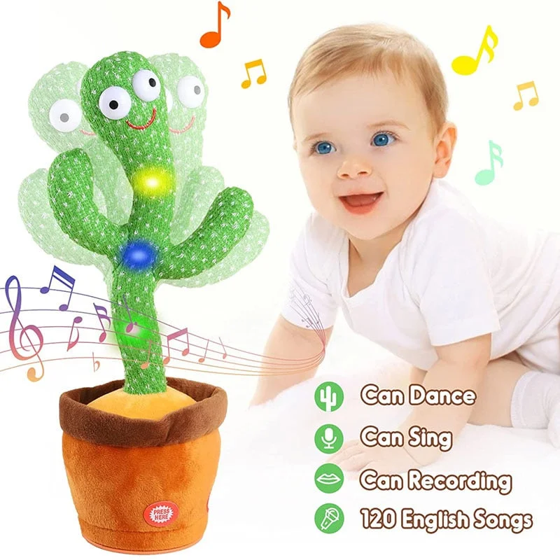 Rechargeable Dancer Cactus With Sound In Spanish Captus Dancer For Babies USB Dancing Cactus Parlant Toy Russian