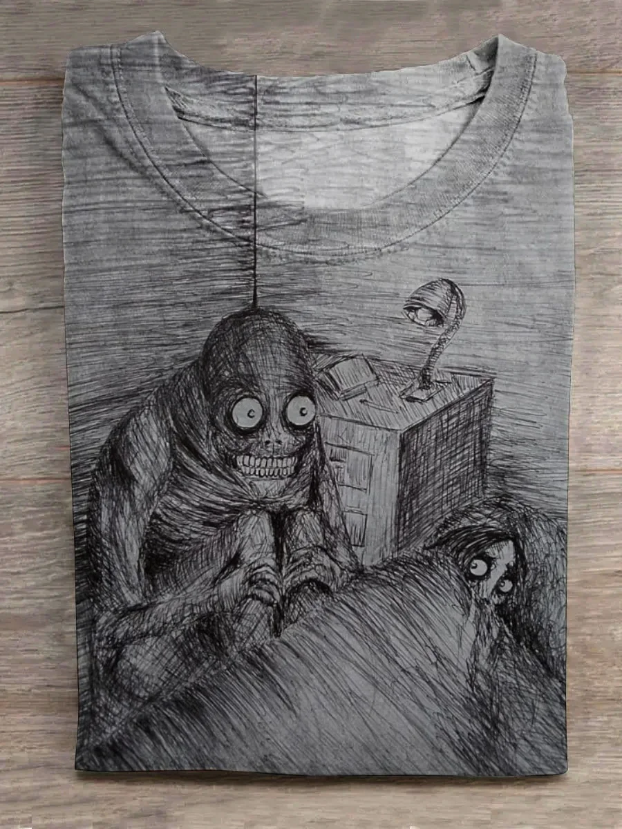 Eagerlys Scary Monster Near Scared Girl T-shirt Eagerlys