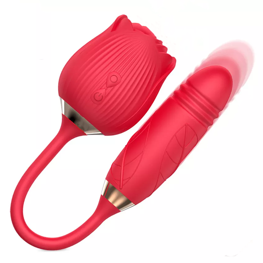 red sucking and thrusting flower rose toy