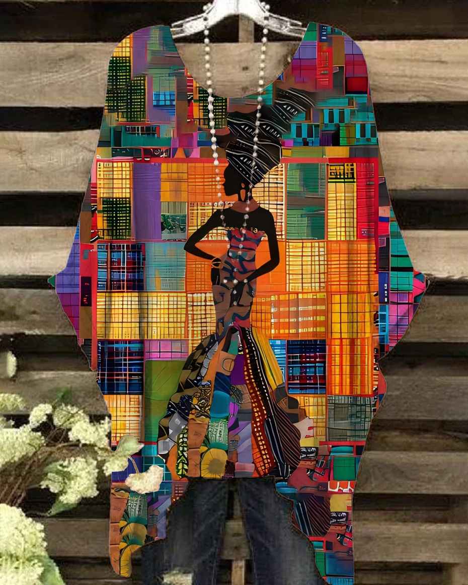 Ethnic Print Vintage Casual Blouses