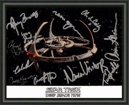 STAR TREK DEEP SPACE NINE - DS9 CAST SIGNED A4 Photo Poster painting POSTER