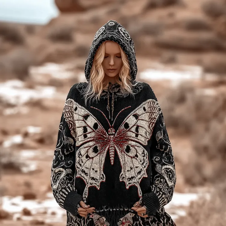 Women's Butterfly Embroidery Pattern Knitted Sweater