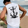 Men's Summer Seagull & Anchor Print Casual Sleeveless Tank Top by Inlyline