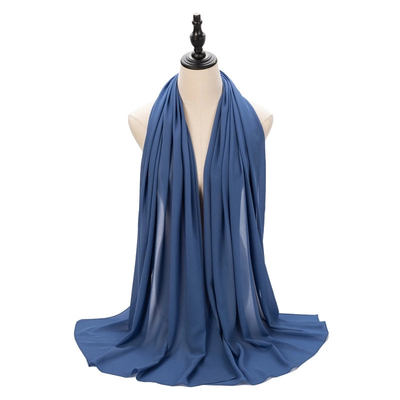 Hot Pearl Chiffon Yarn Muslim Women Hijab Silk Scarf Hui Turban Plain Long Scarf