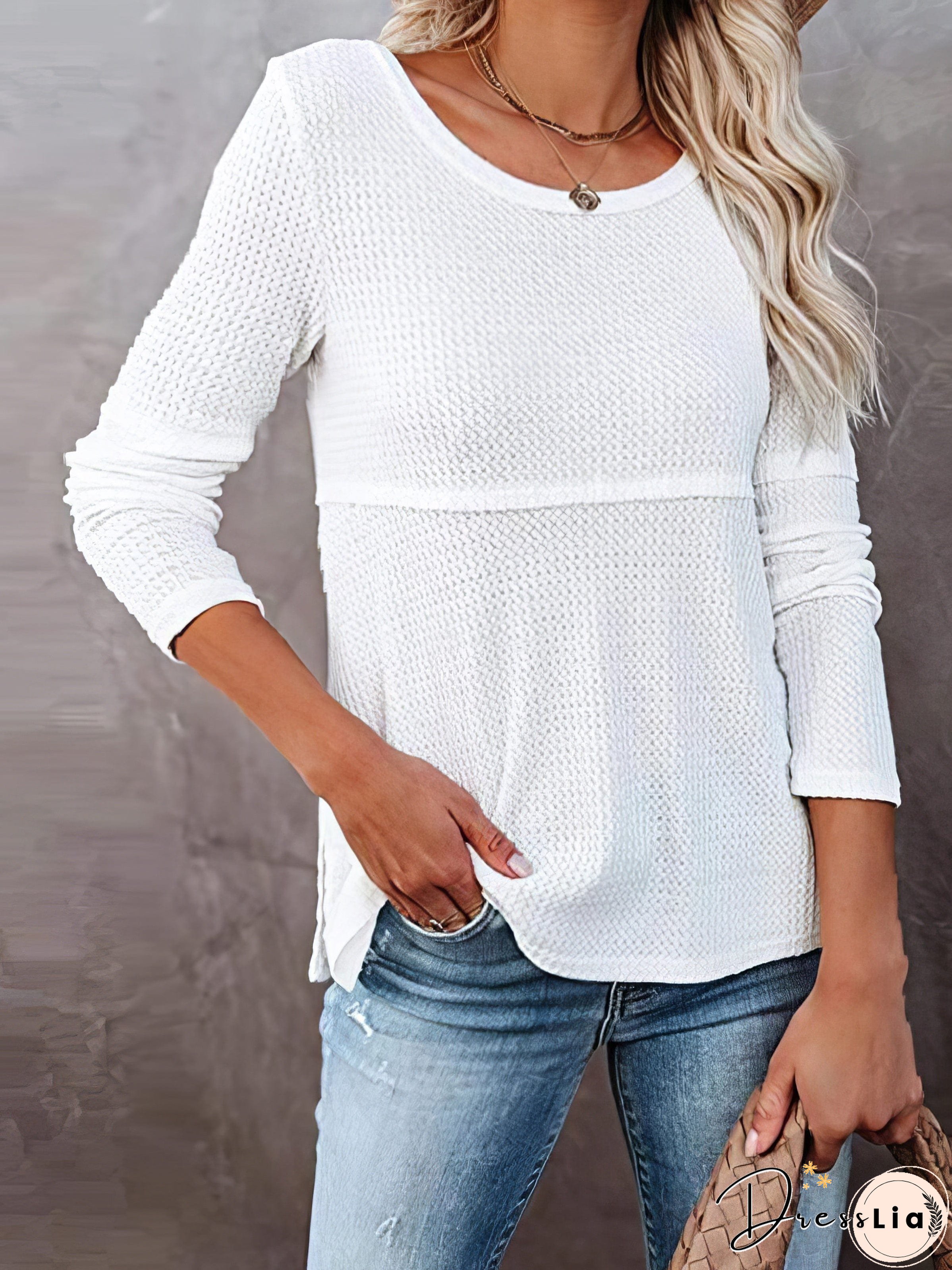 White Waffle Knit Henley