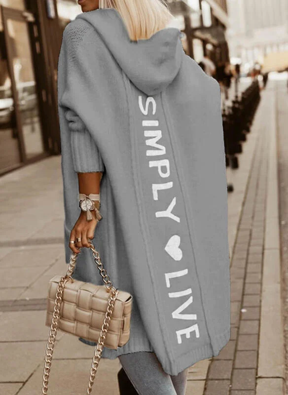 Casual Solid Color Loose Knit Midi Outwear