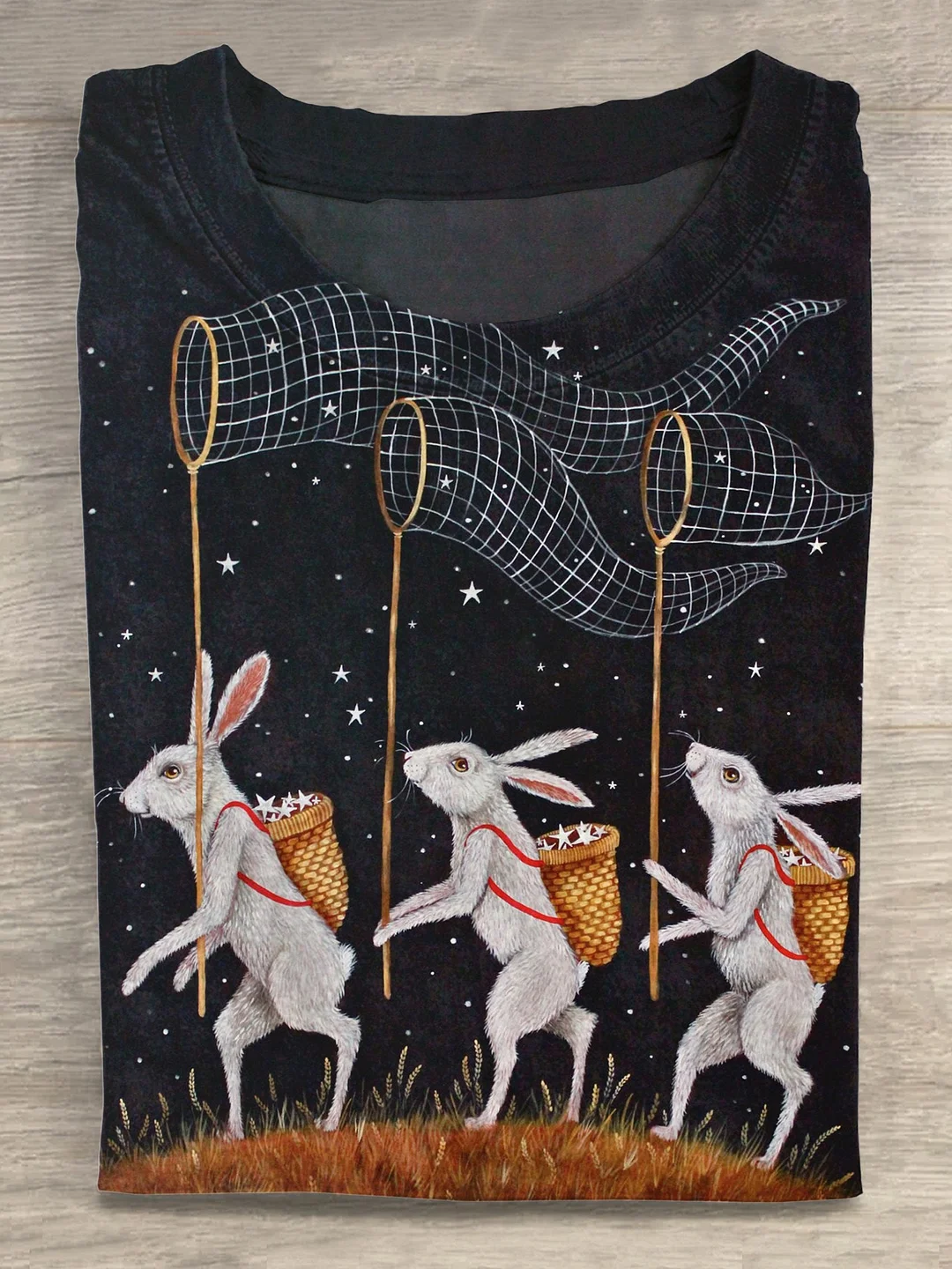 Eagerlys Vintage Funny Animal Rabbit Art Print T-shirt Eagerlys