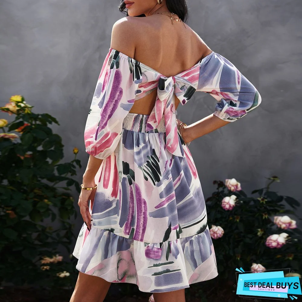 Bow Print Wrapped Dress