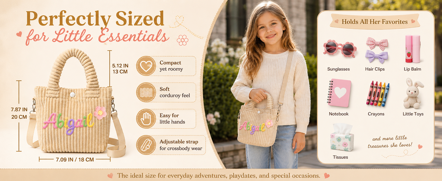 Personalized Kids Purse for Girls Custom Name Corduroy Toddler Crossbody Bag Kids Fanny Pack