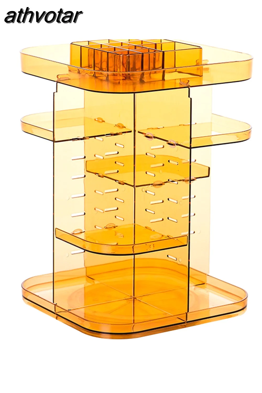 athvotar Degree Rotating Cosmetic Storage Box Make-up Organizer Lipstick Holder Transparent Crystal Display Stand Large Capacity