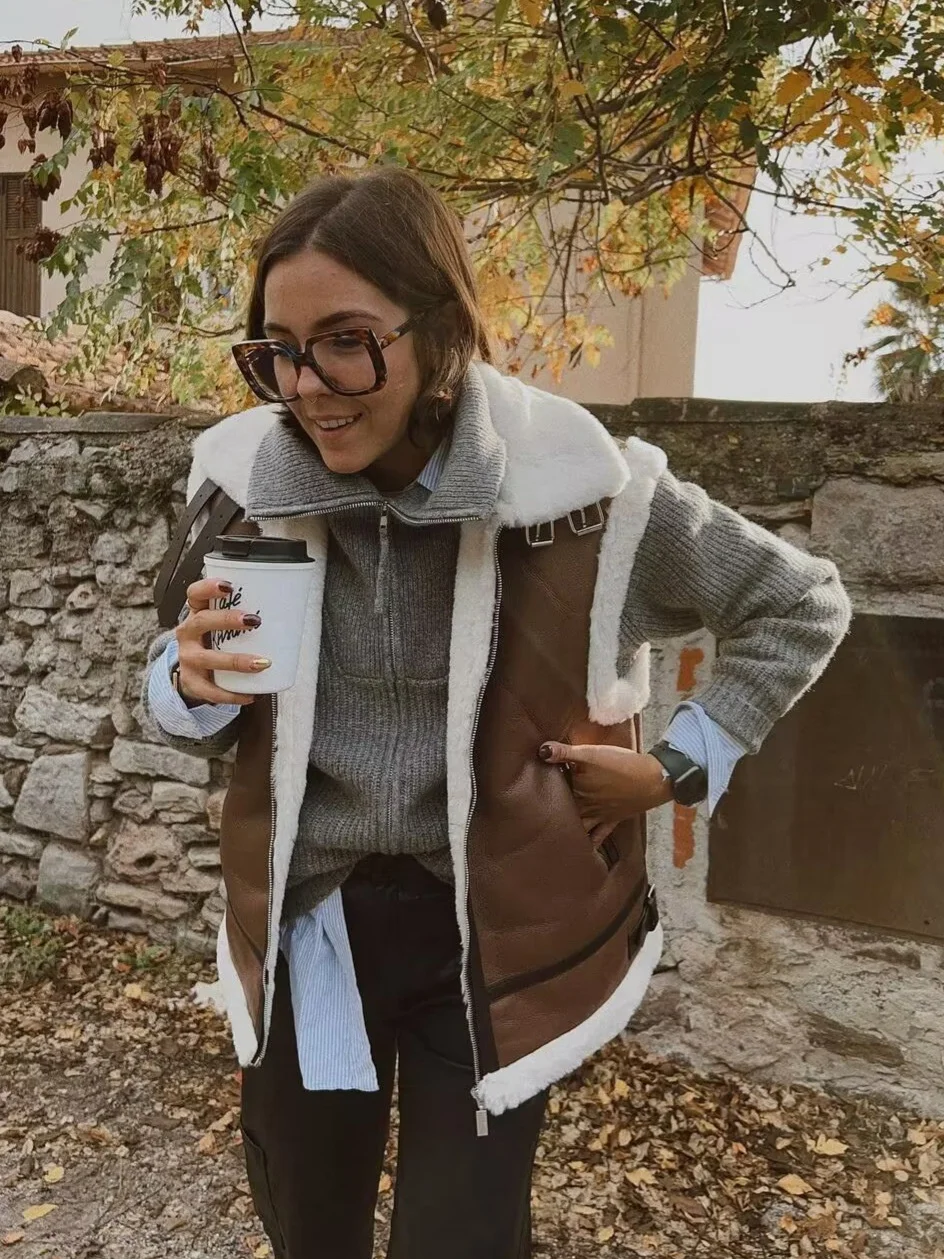 Nigikala Nigikala New Women's Fur All-In-One Velvet Splicing Cotton Vest Vest Vest Coat Women's Top A19588