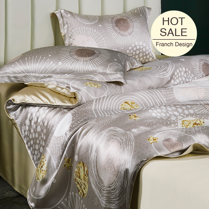 Dandelion Printed Silk Duvet Cover Set Bedding Set| 4pcs-RealSilkLife