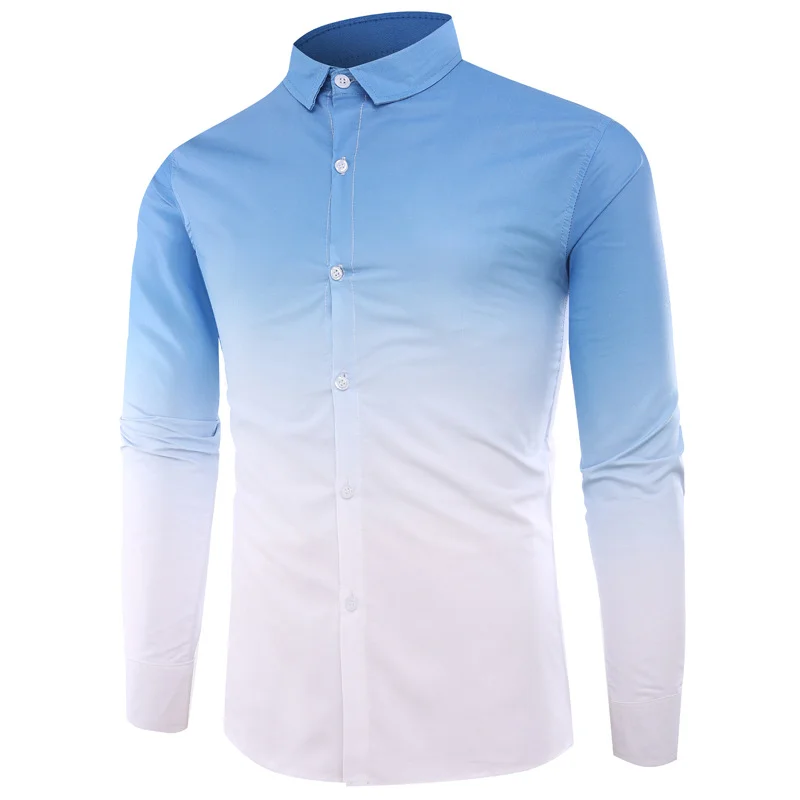 Men's casual fashion gradient long-sleeved shirt