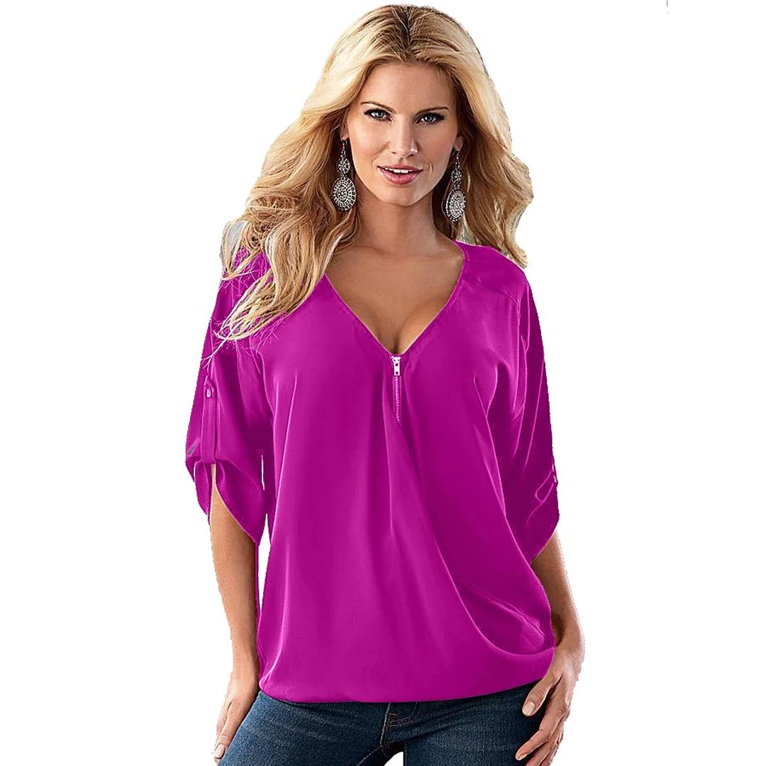 Casual V-neck zip shirt