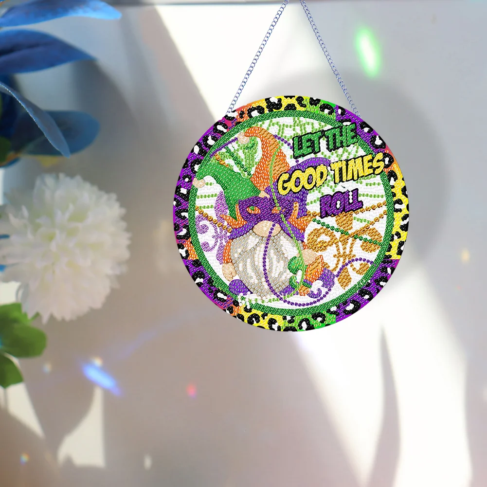 DIY St Patrick Mask Acrylic Wreath Diamond Painting Hanging Pendant Wall Decor