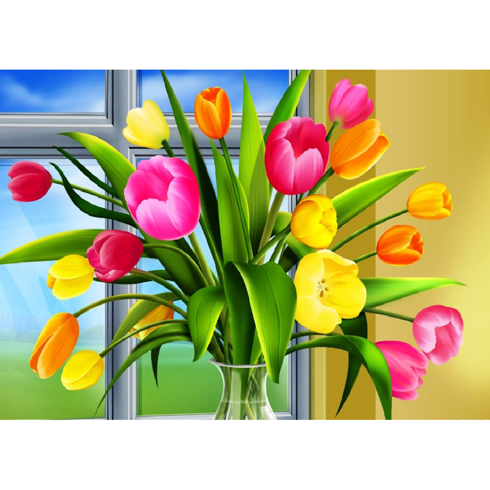 

30*40CM - Round Drill Diamond Painting - Retro Tulip, 501 Original