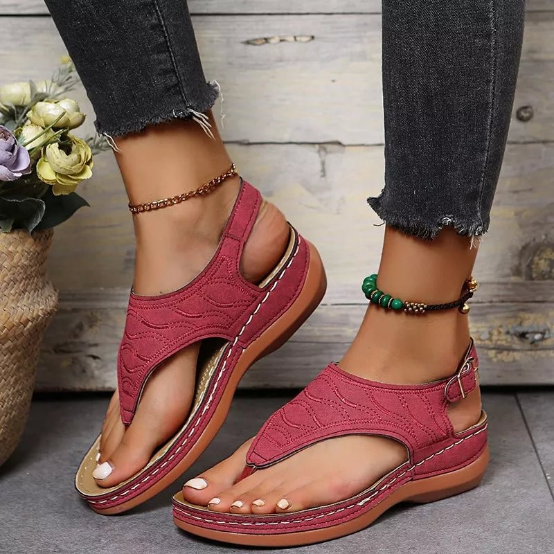 2022 Summer New Women Hand-embroidered Wedge Flip Flop