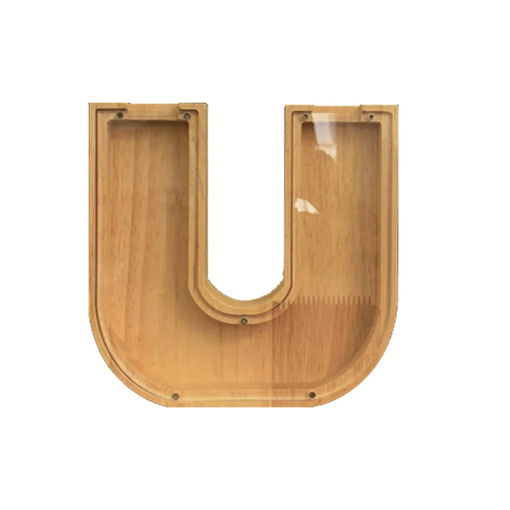 Purexcellent&trade; Wooden creative English letters transparent money jar