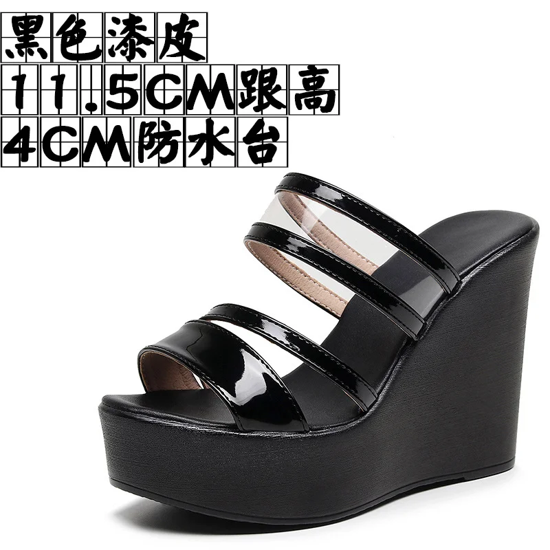 Breakj Breakj Plop And Ultra-High Heel Waterproof Table Pine Cake Thick Bottom Fish Mouth Sandals Night Shop Sexy Transparent With Fashion Slippers Woman