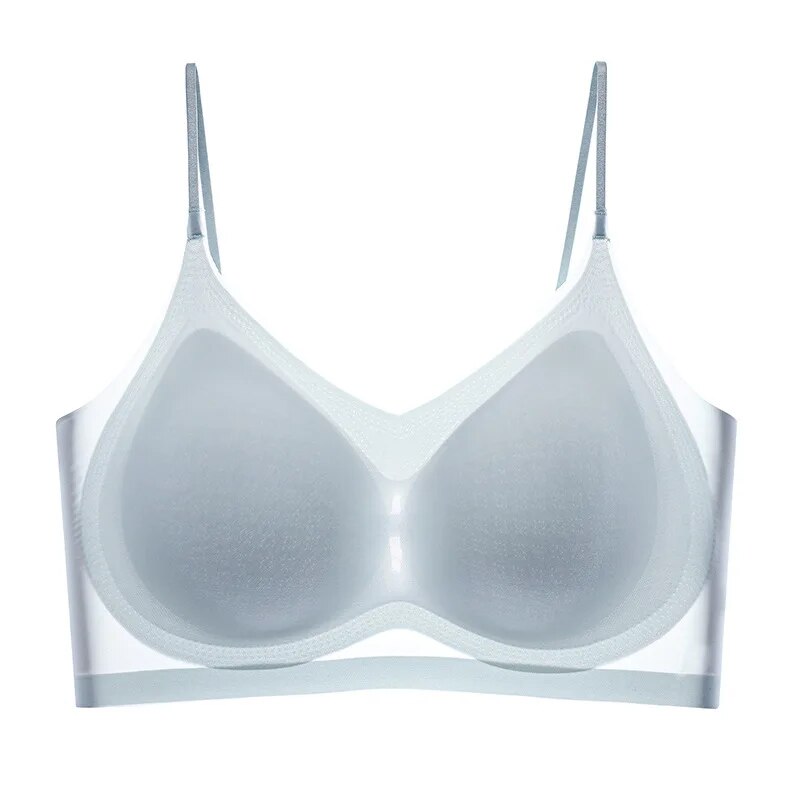 Qinice Ultra-thin Ice Silk Seamless Underwear Women's Thin Section Breathable Sling Beautiful Back Vest Big Chest Small Sleep Bra