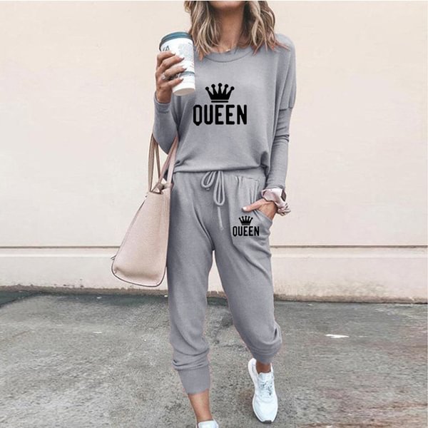 New Fashion Queen Casual Two-Piece Suits Fashion Outfits Long Sleeve Sweatshirts Pullovers Pants Sportswear For Women S-2Xl - Shop Trendy Women's Fashion | TeeYours