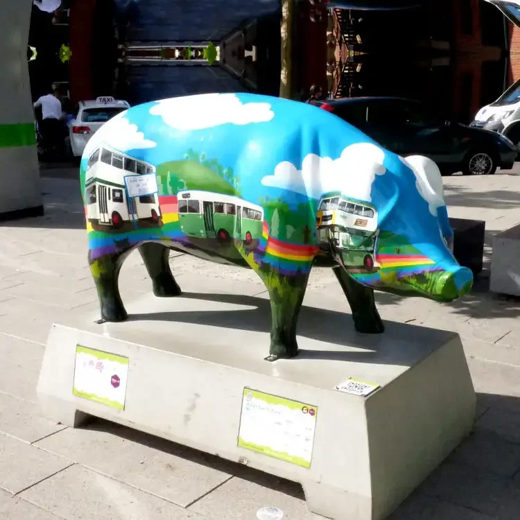 Street Decorative Colorful Fiberglass Pig Statue