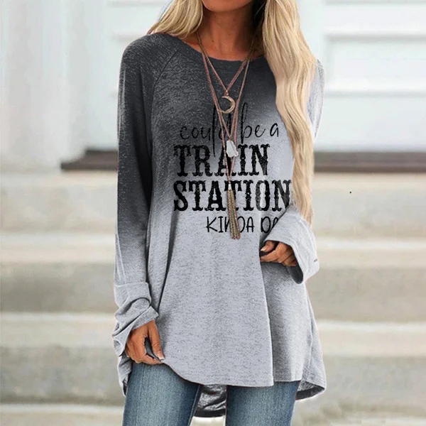 Could Be A Train Station Kinda Day Print Casual Tunic