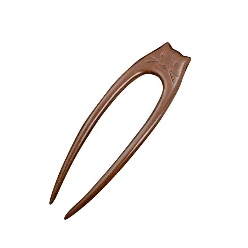 Women’s Chinoiserie Retro Ethnic Style Cat Wood Hairpin