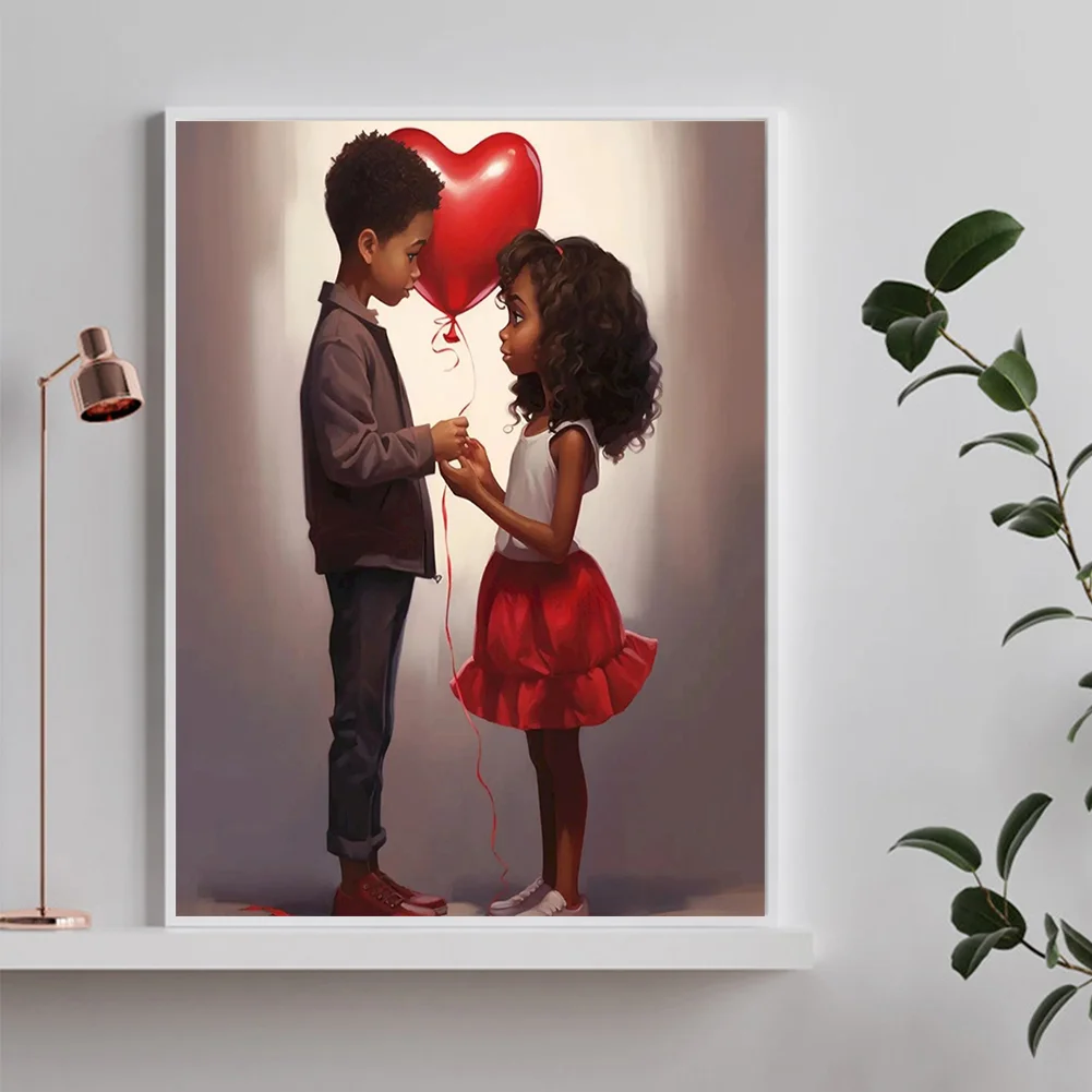 Diamond Painting - Full Round Drill - Kid Sweet Couple(Canvas|30*40cm)