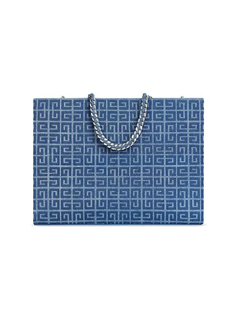Givenchy Medium G Tote Shopping Bag In 4G Denim With Chain