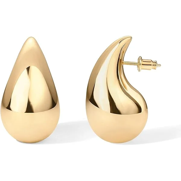 Post Teardrop Chunky Hoop Earrings