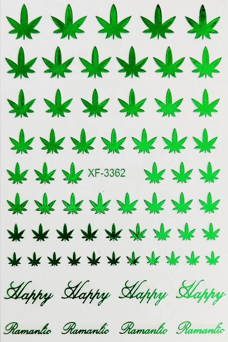Canada DIY Nail Art Manicure 3D Self Adhesive Nail Stickers Pot Weed Leaf Nails Decal on Nails Salon Decoration Acrylic Designs