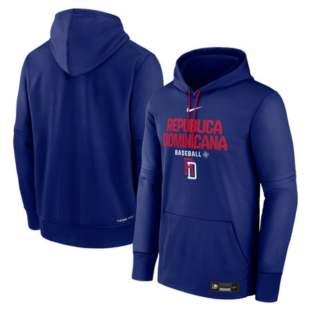 Men's Dominican Republic Baseball Royal 2026 World Baseball Classic Collection Dri-FIT Long Sleeve Hooded T-Shirt I39W