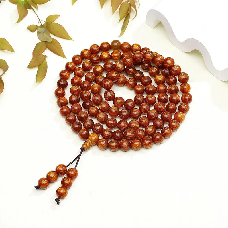 108 Beads Golden Sea Willow Mala Prosperity Necklace Bracelet