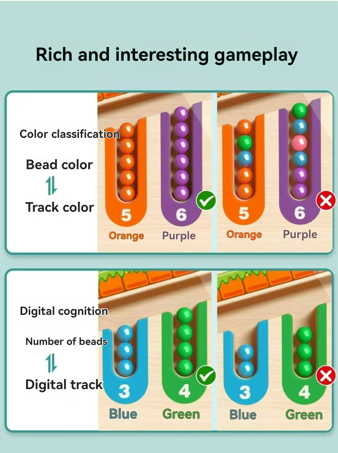 Tegooe Wooden Magnetic Maze Puzzle Board - Fine Motor Skill Color Sorting Game for Toddlers