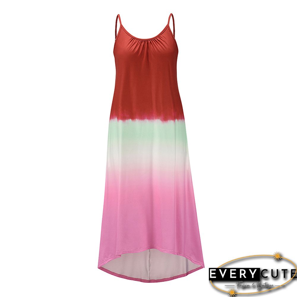 Red Ombre High Low Sling Maxi Dress
