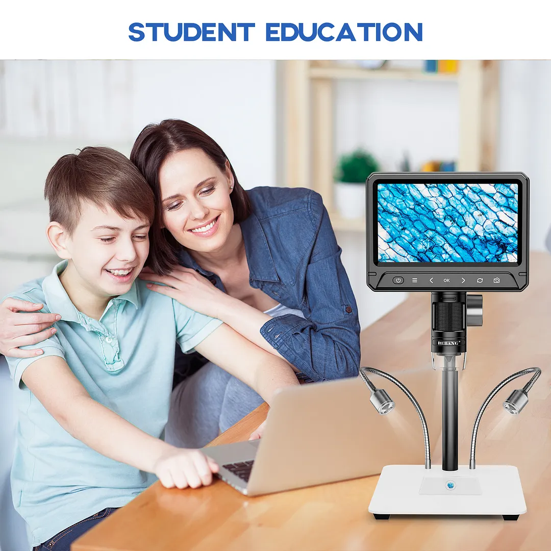 BEBANG 7" Coin Microscope for Adults Kids, LCD Digital Microscope with 10 LED Lights, PC View